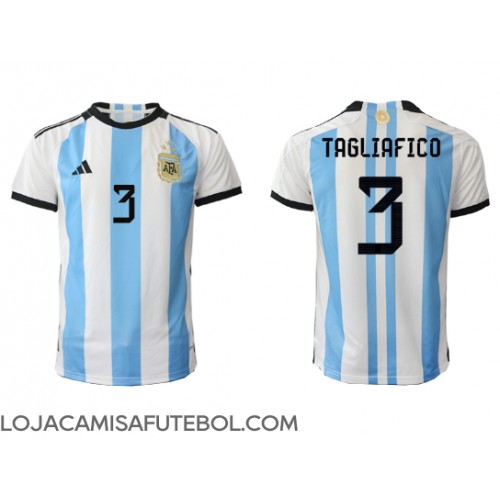Camisa de Futebol Argentina Nicolas Tagliafico #3 Equipamento Principal Mundo 2022 Manga Curta